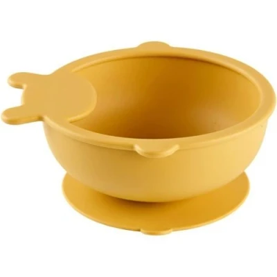 Image de Bol Ventouse Silicone Jaune Miel, antidérapant et incassable