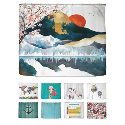 Afbeelding van Arteneur® Douchegordijn 240 x 200 cm van dik machinewasbaar polyester weefsel, schimmelwerend en waterdicht, inclusief 12 gordijnhaken (Japan)
