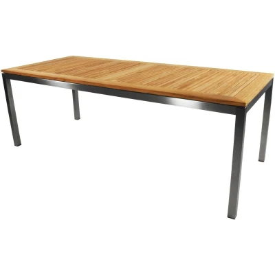 Afbeelding van Lesli Living Marmaris Tafel RVS 220x90cm