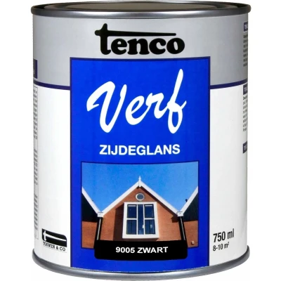 Afbeelding van TencoVerf Dekkend Zijdeglans Zwart RAL 9005 0,75L