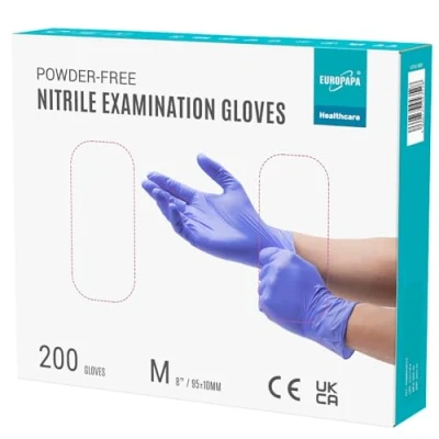Afbeelding van EUROPAPA® Nitril wegwerphandschoenen, poedervrij, onderzoekshandschoenen, latexvrij, maten S, M, L en XL (M, paars)