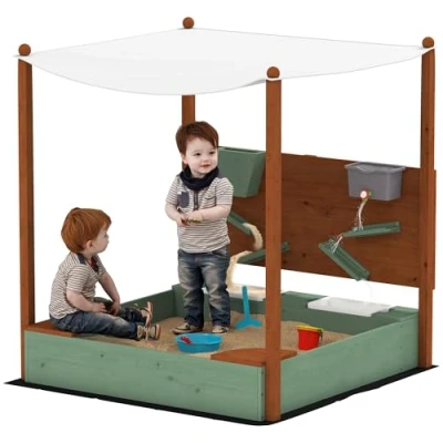 Afbeelding van AIYAPLAY Sandkasten Tannenholz, Kunststoff 116L x 112,5B 128H cm Grün
