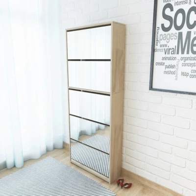 Afbeelding van Schoenenkast met 5 spiegels 63x17x169,5 cm eikenhout