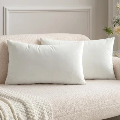 Afbeelding van MIULEE set van 2 fluwelen kussenhoezen voor de bank, super glad, zacht, decoratie huis, woonkamer, slaapkamer, 30 x 50 cm, wit