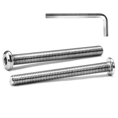 Afbeelding van MINHER M8 x 80 mm 20 pièces tête plate hexagonale encastrée vis boulons, boulons pour meubles, acier inoxydable A2 V2A, filetage complet (avec clés à bouton)