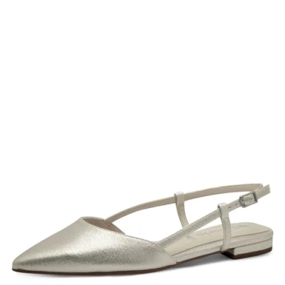 Afbeelding van Tamaris Ballerina&#039;s met enkelbandjes, Dames, Maat: 40, Champagne Kunststof