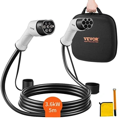 Image de VEVOR Câble de Charge Ev Type 2 à Chargeur Voiture Électrique 16A 5m 3,6kW Borne Recharge Véhicule