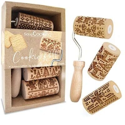 Image de 3 mini rouleaux à pâtisserie empreintes Noël ScrapCooking