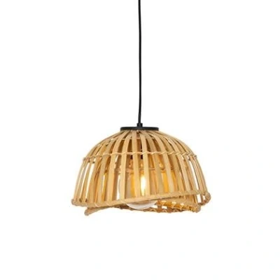 Afbeelding van QAZQA Oosterse hanglamp zwart met naturel bamboe 30 cm Pua