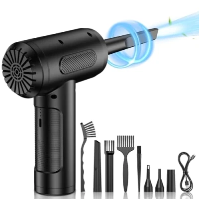 Afbeelding van Elektrische perslucht luchtduster, 3 snelheden, 91.000 tpm, perslucht, spray pc ventilator met 6000 mAh batterij voor laptop, toetsenbord, auto
