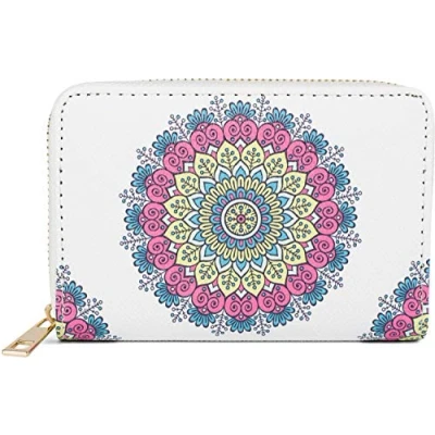Afbeelding van styleBREAKER Kleine damesportemonnee met kleurrijk mandala patroon, etnische stijl, ritssluiting, 02040149, wit/blauw/roze/geel, Modern