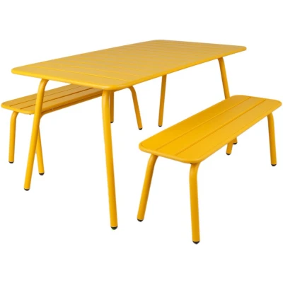 Afbeelding van MaximaVida metalen picknickset Max 150 cm okergeel 3 delig