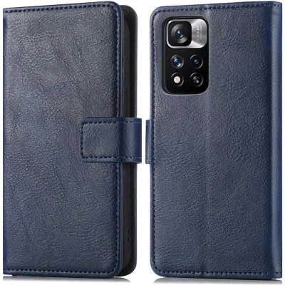 Afbeelding van iMoshion Hoesje Geschikt voor Xiaomi Redmi Note 11 Pro Met Pasjeshouder Luxe Bookcase Donkerblauw
