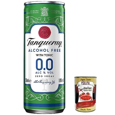 Afbeelding van Tanqueray 0,0% &amp; Tonic, verfrissende en alcoholvrije mengdrank, suiker calorievrij, nu klaar om te drinken in de praktische &quot;Slim Can&quot; voor onderweg 250 ml