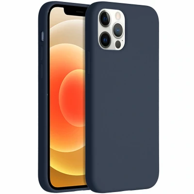 Afbeelding van Accezz Hoesje Geschikt voor iPhone 12 Pro / Siliconen Liquid Silicone Backcover Donkerblauw