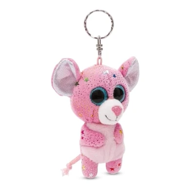 Afbeelding van Sleutelhanger GLUBSCHIS Mouse Miss Mausie 9 cm roze Dierenhanger met metalen ring om op te hangen aan sleutels, touw, tas en meer
