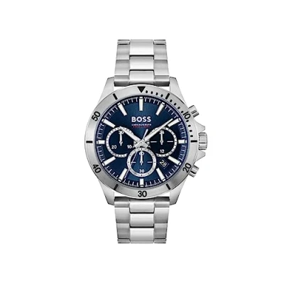 Afbeelding van BOSS Troper Chronograaf, Heren, Maat: One Size, Silver/blue