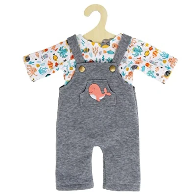 Afbeelding van Poppentuinbroek met T shirt Walvis, 28 35 cm