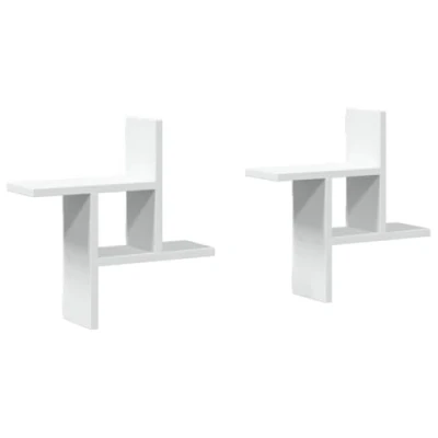 Image de vidaXL Étagères murales 2 pcs blanc 38x12x38 cm bois d&#039;ingénierie