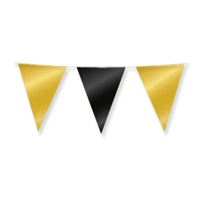 Afbeelding van Party Flags foil Gold and black