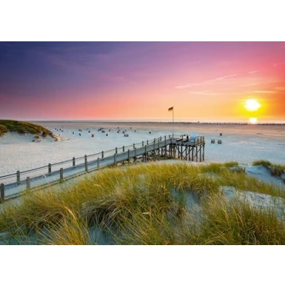 Afbeelding van Ravensburger puzzel 12000690 Zonondergang over amrum 1000 stukjes voor volwassenen en kinderen vanaf 14 jaar, met strandmotief van de noordzee