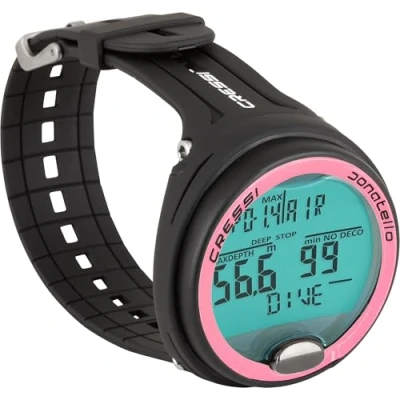 Afbeelding van Cressi Donatello Diving Computer Professionele duikcomputer voor duiken en snorkelen, eenheidsmaat, uniseks, volwassenen, zwart/roze
