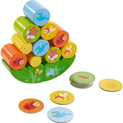 Afbeelding van HABA 305203 Stacking Game Fox, and Motor Skills gemaakt van hout met Wobble Weather en 10 stapelstenen voor gratis spelen of volgens instructies Wooden Toy vanaf 2 jaar