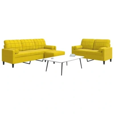 Afbeelding van vidaXL 3 delige Loungeset met kussens en bolsters fluweel geel