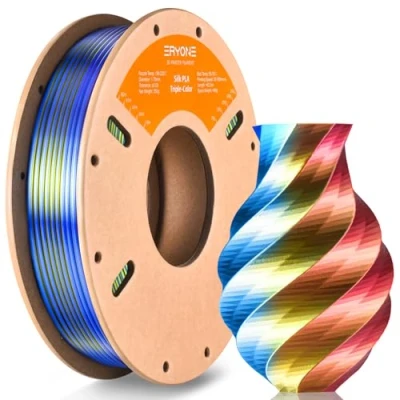 Afbeelding van ERYONE driekleurig zijde PLA filament 1,75 mm, voor 3D printers +/ 0,03 250 g/spoel, zijderood, geel en blauw