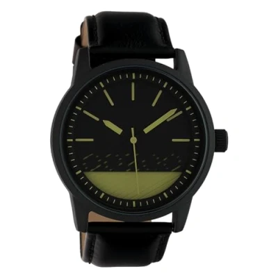 Afbeelding van OOZOO Timepieces zwarte horloge met leren band C10309