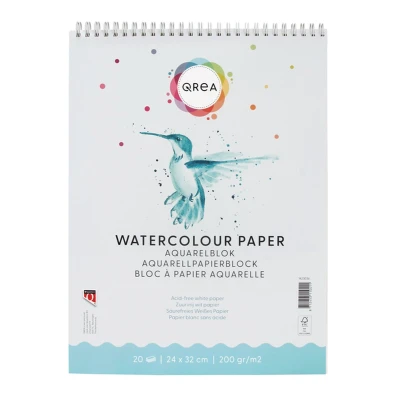 Afbeelding van Aquarelblok Qrea 24x32 20vel 200gr spiraal