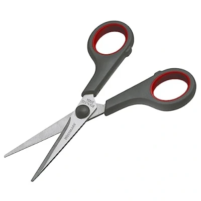 Afbeelding van Westmark Knutselschaar 14 cm, huishoudelijke schaar, ideaal voor het snijden van kunststof, papier, karton en meer, roestvrij staal, zwart, rood