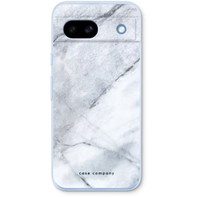 Afbeelding van Case Company® hoesje geschikt voor Google Pixel 8a Witte marmer Soft Cover Telefoonhoesje Bescherming aan alle Kanten en Schermrand