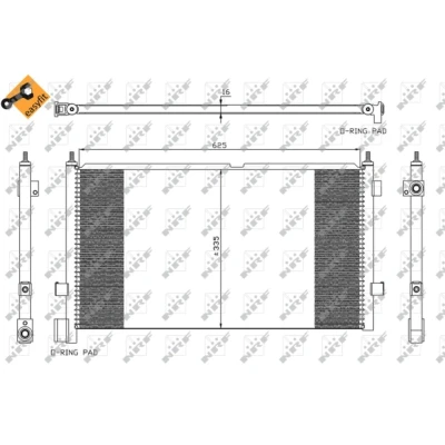 Afbeelding van NRF EASY FIT 35591 Condensor Airco Met afdichtring 14,5 Aluminium 625