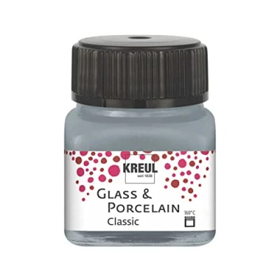 Afbeelding van KREUL 16246 Glass &amp; Porcelain Classic verf voor glas en porselein op waterbasis, sneldrogend, ondoorzichtig, 20 ml glas, metallic zilver