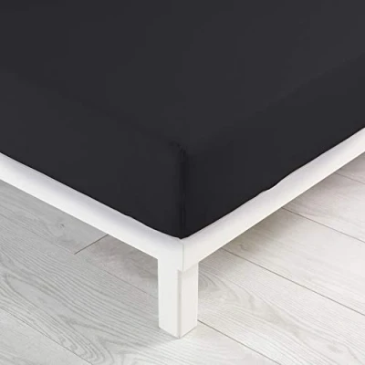 Image de Drap housse 2 personnes 140 x 190 cm jersey uni jersy Charbon