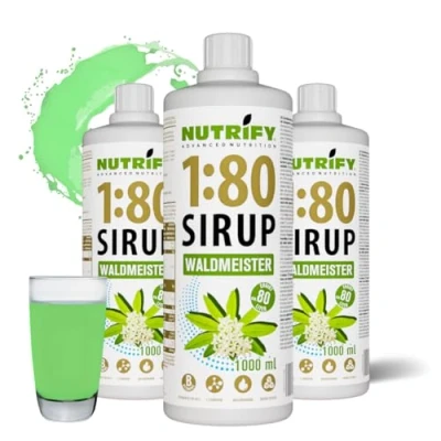 Afbeelding van NUTRIFY Vital Fitness Drink 3 stuks 1:80 siroop x 1 liter bosmeester, drankconcentraat met vitaminen en L carnitine zonder suiker, geeft 240 sportdrank, laag