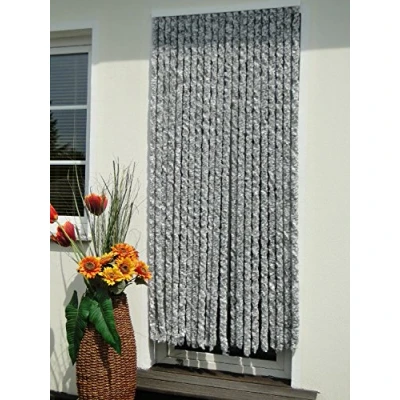 Afbeelding van Deurgordijn met franjes van chenille, beige, 90 x 200 cm
