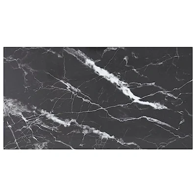 Afbeelding van vidaXL Tafelblad 120x65 cm 8 mm gehard glas met marmeren design zwart