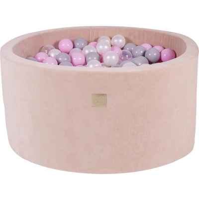 Afbeelding van Ballenbak inclusief 300 ballen Ecru Ballenbakje.nl Transparant Pastel Roze Parel Wit Grijs