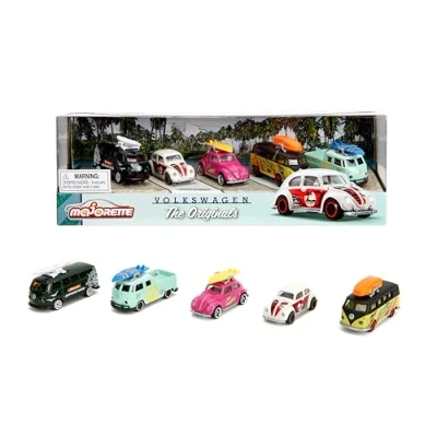Afbeelding van Majorette Volkswagen Originals 5 stuks Giftpack 7,5cm Voertuigen Die Cast Vanaf 3 jaar Speelgoedvoertuig