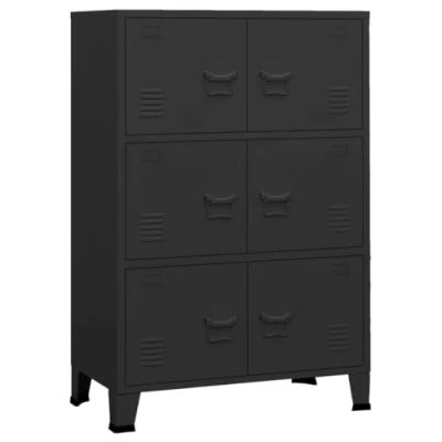 Afbeelding van Opbergkast industrieel 75x40x120 cm metaal zwart