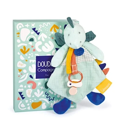Afbeelding van DOUDOU ET COMPAGNIE Dino fopspeen clip 23 cm groen Les Calinosaures fopspeenclip voor baby&#039;s het knuffelen van kinderen cadeau idee geboorte garantie verloren knuffeldier