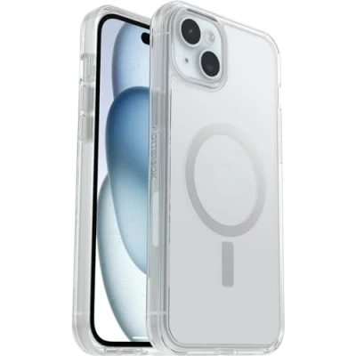 Afbeelding van OtterBox Symmetry Clear beschermhoes voor iPhone 15 Plus/iPhone 14 Plus, schokbestendig, valbescherming, dun, ondersteunt 3 x meer vallen dan militaire standaard, transparant, levering zonder