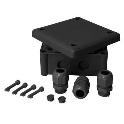 Afbeelding van Kopp Vierkante Kabeldoos Zwart IP65 110 x 60 mm Inclusief 3 Wartels