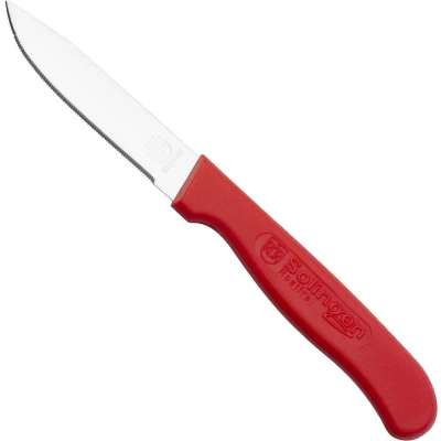Afbeelding van RÖR Solingen Keukenmes met Fijne Kartel RVS Lemmet 7 cm Heft Rood