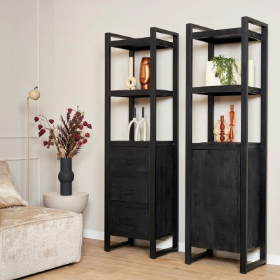 Afbeelding van Boekenkast Boaz Black 3 lades