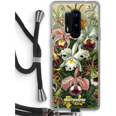 Afbeelding van Case Company® hoesje met Koord geschikt voor OnePlus 8 Pro Haeckel Orchidae Telefoonhoesje Zwart Bescherming aan alle Kanten en Over de Schermrand