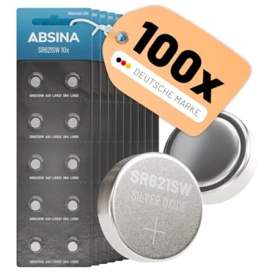 Afbeelding van ABSINA SR621SW 10 stuks zilveroxide knoopcellen 1,55 V lekvrij en lange levensduur / LR621 SR621 364 V364 R60 AG1 batterijen