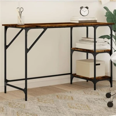 Afbeelding van Bureau 120x50x75 cm metaal en bewerkt hout gerookt eikenkleurig